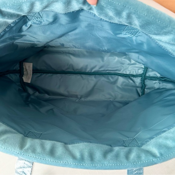 Silver Blue Quilted Velvet Tote - Picture 6 of 8